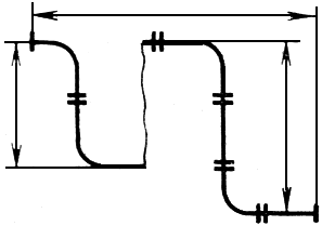 Смещение участков труб на чертеже волнистой линией